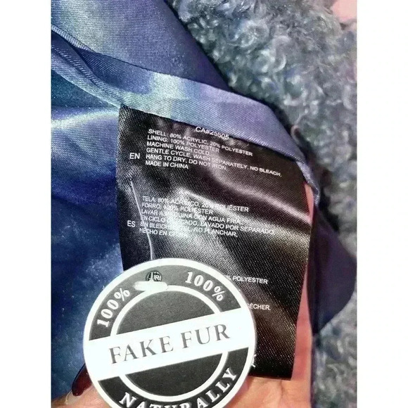 NOIZE Kelly Faux Fur Jacket Blue Cozy Collared Teddy Jacket Size S - Picture 9 of 12